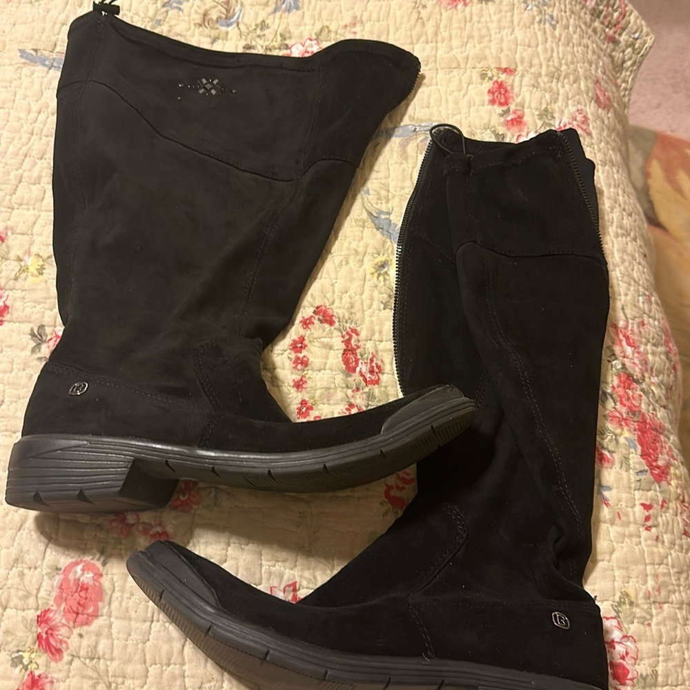 Bzees Black Suede Knee-High Boots